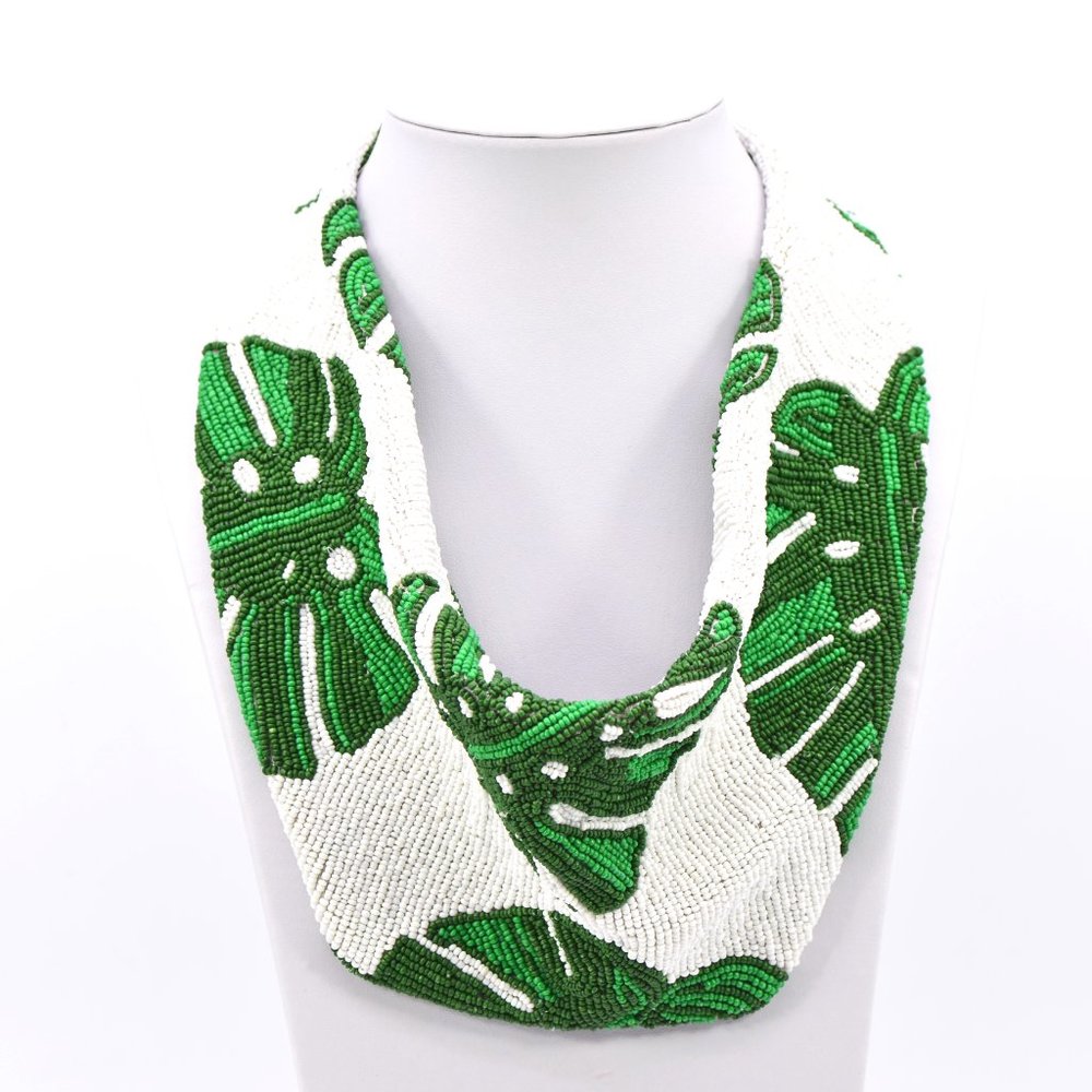 Palm leaf scarf necklace